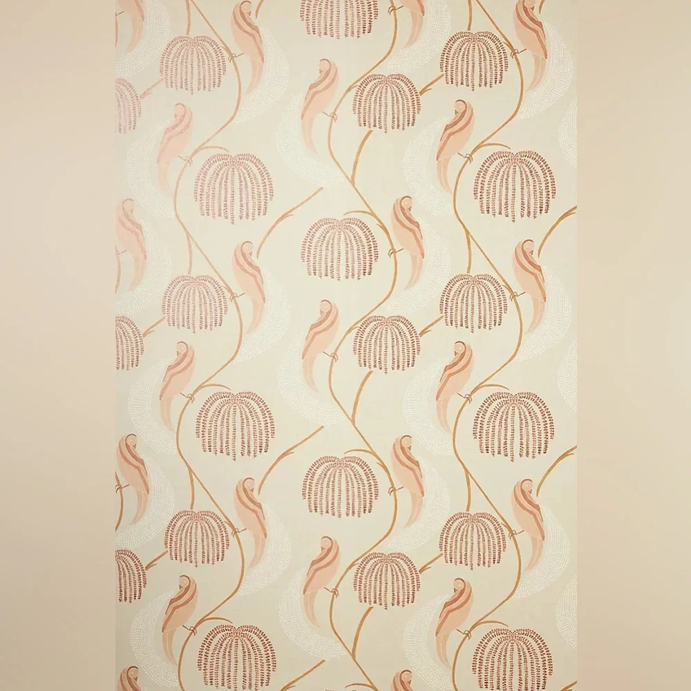 York x Anthropologie Lemieux et Cie Blaise Pink Birds Wallpaper Wall Mural NEW